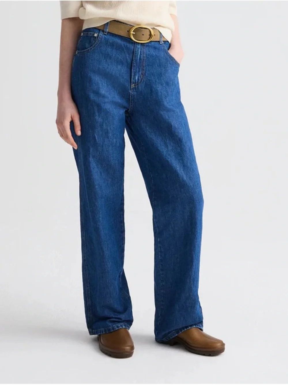 TWP WIDE BELT IN SUEDE COLOR: Petrified oak size 85